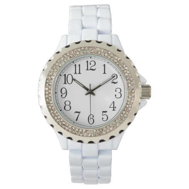 Large numbers women rhinestone watch (Front)
