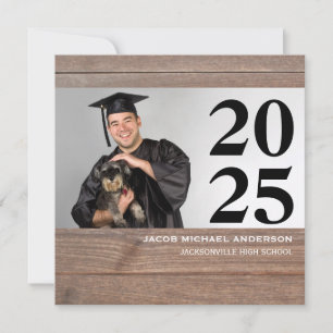 Large Numbers Wood Square -Graduation Announcement