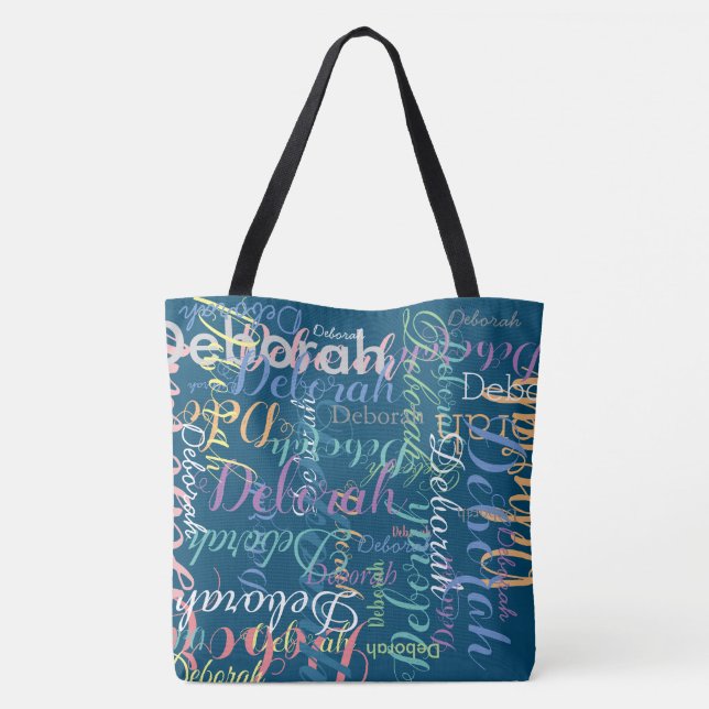 large ocean-blue nice name tote bag (Back)