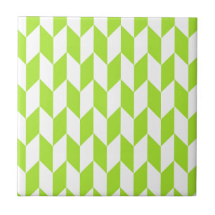 Large offset chevron pattern in lime green tile