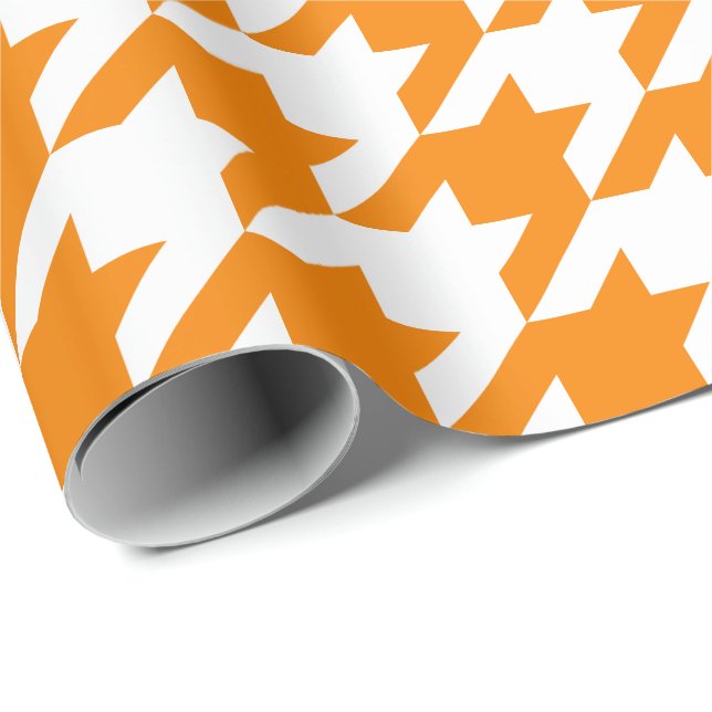 Large Orange and White Houndstooth Wrapping Paper (Roll Corner)