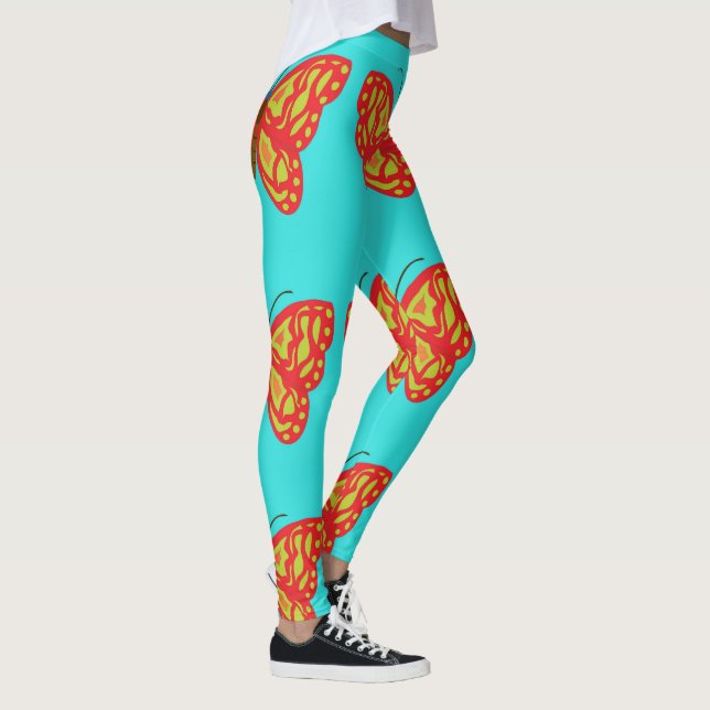 Large Orange Butterflies Leggings (Right)