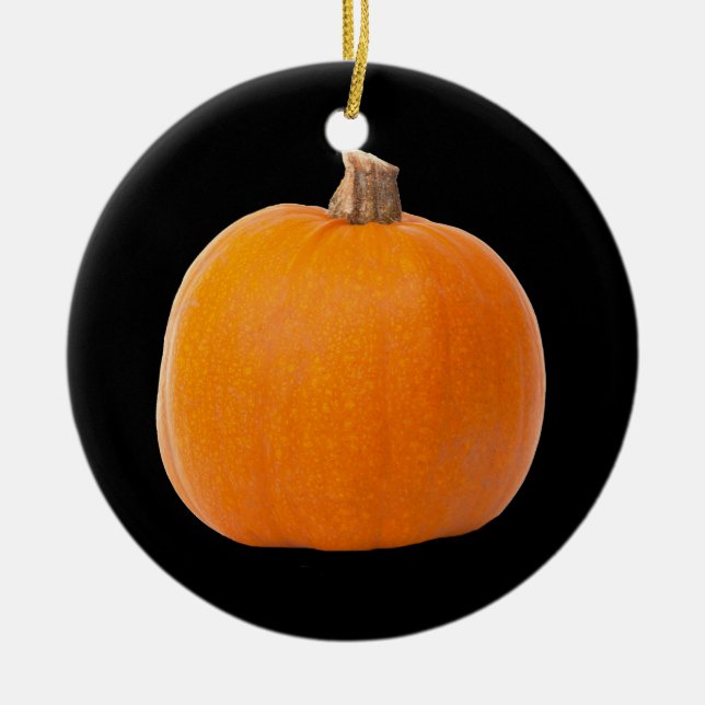 Large Orange Fall Harvest Pumpkin Ceramic Tree Decoration (Front)