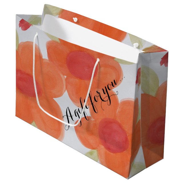 Large Orange Floral Bag (Front Angled)