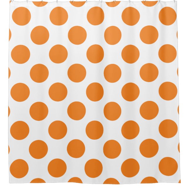 Large Orange Polka Dots Shower Curtain (Front)