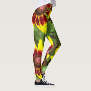 large orange & yellow Blanket Flowers on leggings