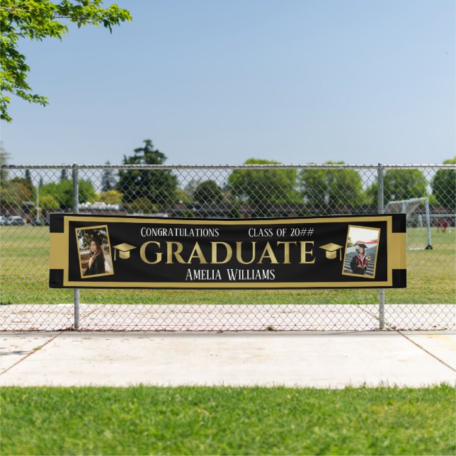 Large Outdoor Black & Gold Photo Graduation Banner (Insitu)