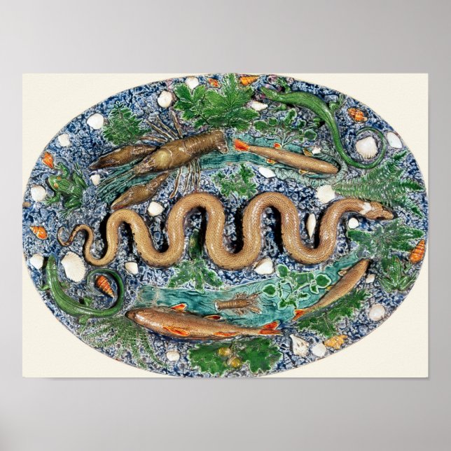 Large oval dish molded in relief poster (Front)