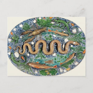 Large oval dish moulded in relief postcard