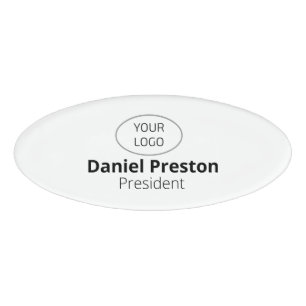 Large Oval Magnetic Name Tag or Pin Custom Logo