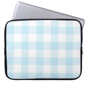 Large Pastel Blue and White Gingham Laptop Sleeve