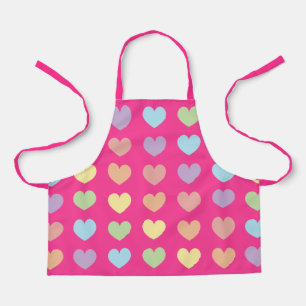 Large Pastel Hearts on Hot Pink Apron