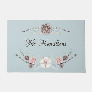Large Pastel Winter Foliage Personalised Doormat