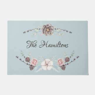 Large Pastel Winter Foliage Personalised Doormat