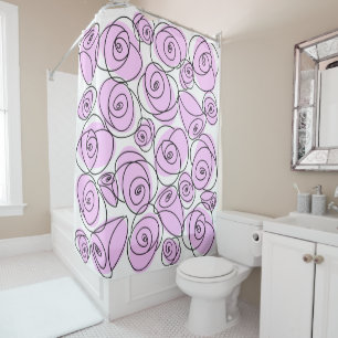 Large Pattern Roses Lilac shower curtain