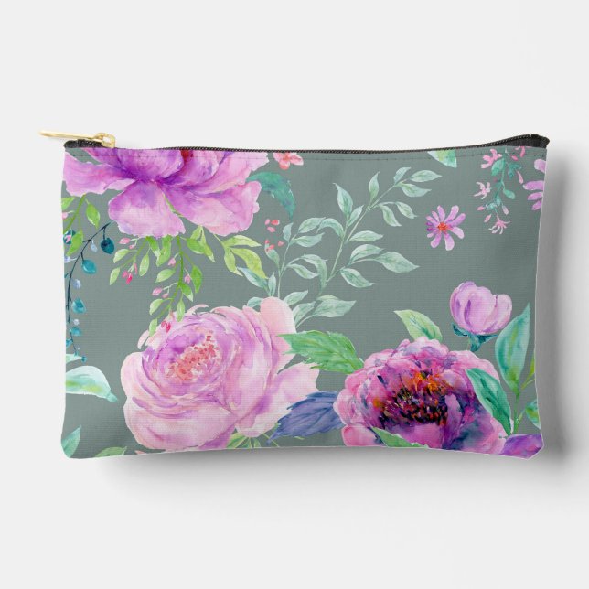 Large Peony  Accessory Pouch (Front)