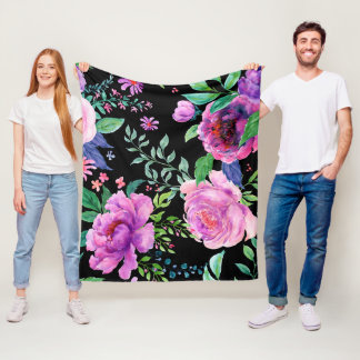 Large Peony  Fleece Blanket