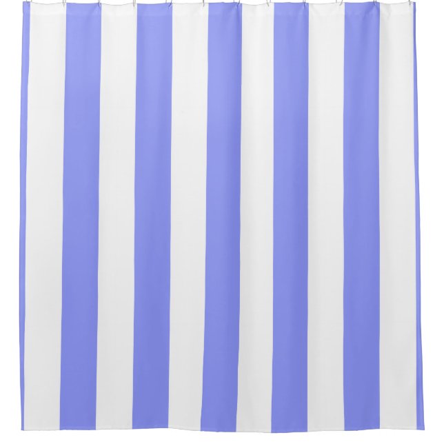 Large Periwinkle Blue White Vertical Stripes #2 Shower Curtain (Front)