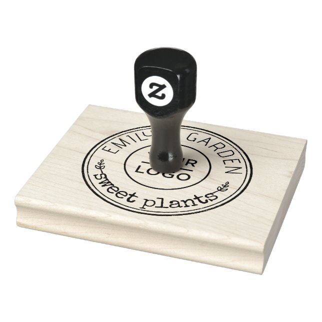 Large Personalised Botanical Logo Custom Rubber Stamp (Stamp)