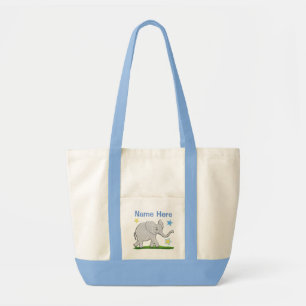 Large Personalised Canvas Tote with Baby Elephant Bag