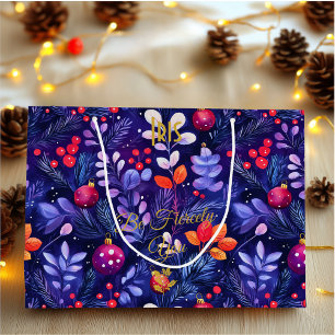 Large Personalised Gift Bag with Purple Leaves and
