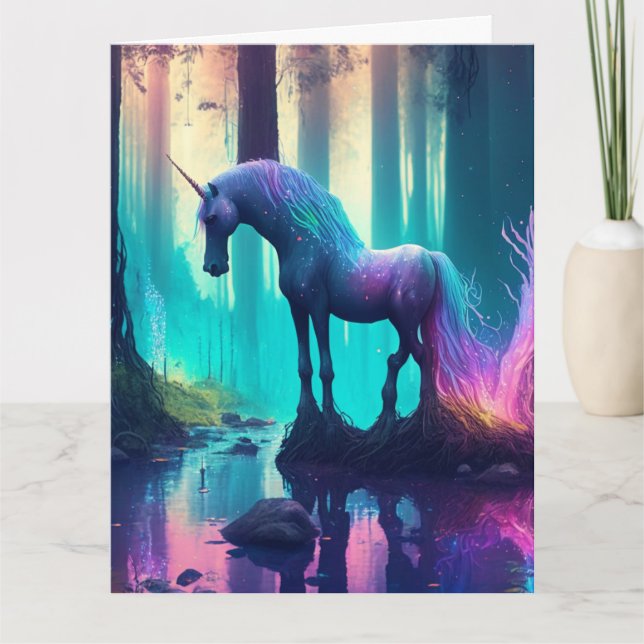Large Personalised Girl's Unicorn Happy Birthday Card (Front)