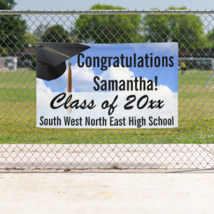 Large Personalised Graduation Banner Sign Blue Sky