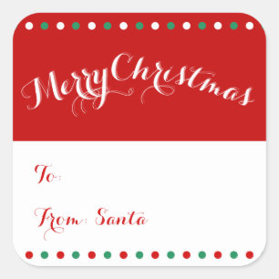 Large Personalised Red White Christmas Gift Tags