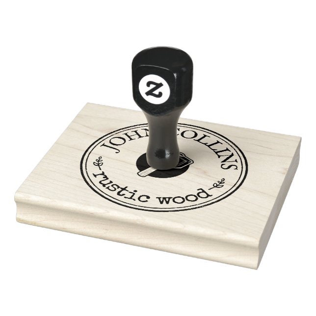 Large Personalised Rustic Hammer Logo Custom Rubber Stamp (Stamp)