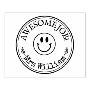 Large Personalised Teacher Awesome Job Rubber Stamp
