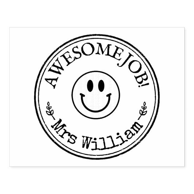 Large Personalised Teacher Awesome Job Rubber Stamp (Imprint)