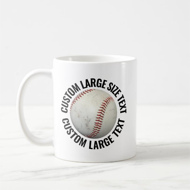 Large Personalised Text Baseball Image Custom Coffee Mug (Left)