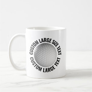 Large Personalised Text Golf Ball 11 oz. Custom Coffee Mug