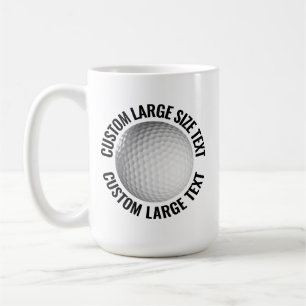 Large Personalised Text Golf Ball 15oz. Custom Coffee Mug