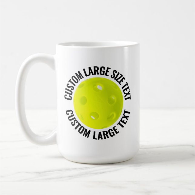 Large Personalised Text Pickleball 15oz. Custom Coffee Mug (Left)