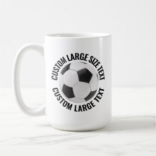 Large Personalised Text Soccer Ball 15oz. Custom Coffee Mug