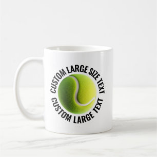Large Personalised Text Tennis Ball 11 oz. Custom Coffee Mug