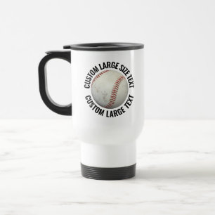 Large Personalised Text White Custom Baseball Travel Mug