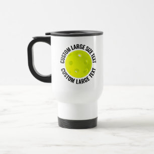 Large Personalised Text White Custom Pickleball Travel Mug