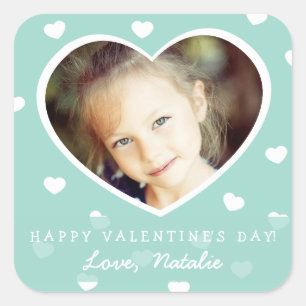 Large Personalised Valentine Photo Stickers / Mint