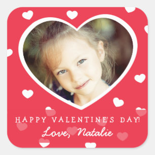 Large Personalised Valentine Photo Stickers / Red