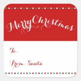 Large Personalised White Red Christmas Gift Tags