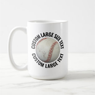 Large Personalized Text Baseball Image 15oz Custom Coffee Mug