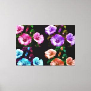 Large Petunias Quadtych Art Wrapped Canvas
