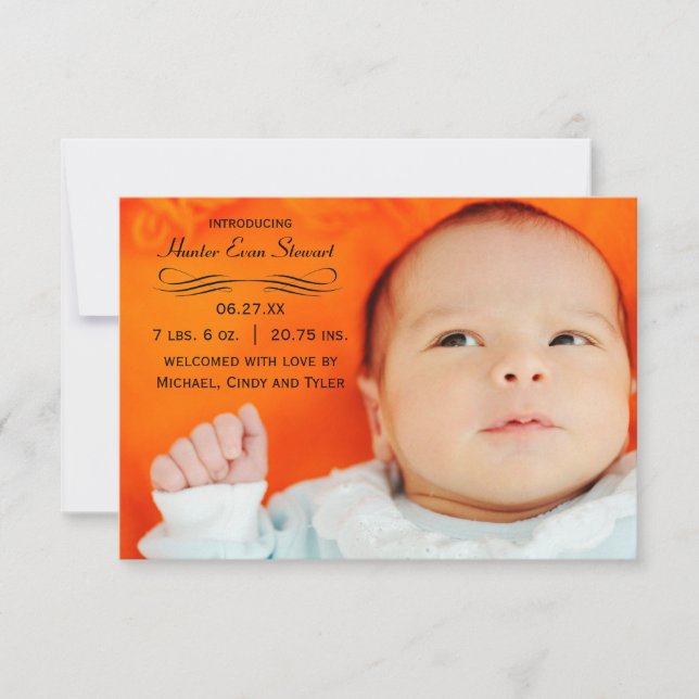 Large Photo Flourish - 3x5 Birth Announcement (Front)