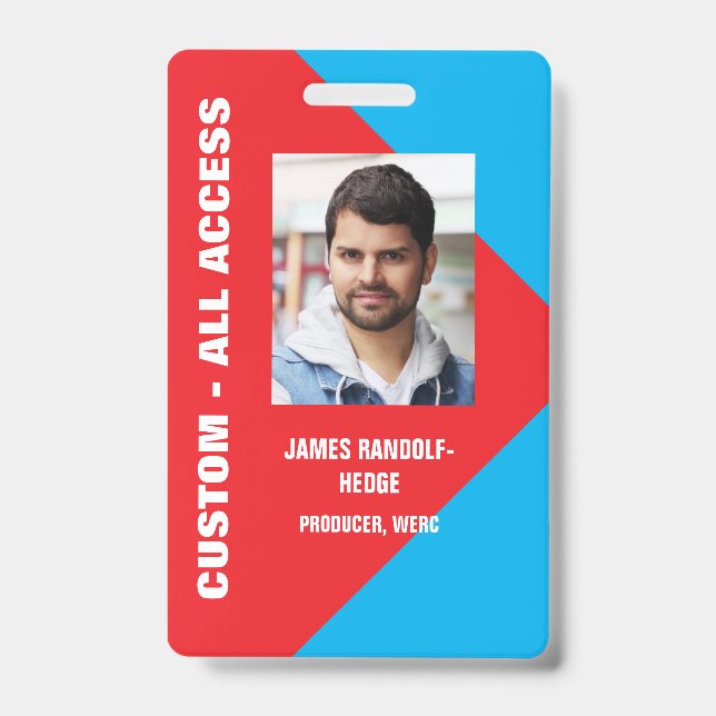 LARGE PHOTO I.D. ALL ACCESS CREDENTIALS BADGE ID BADGE (Front)