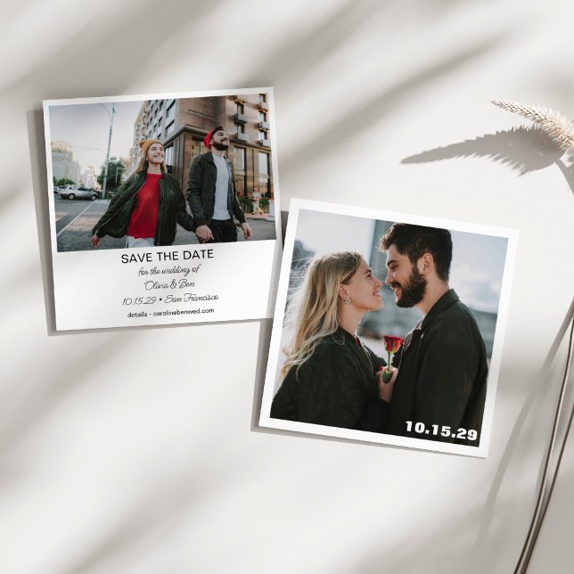 Large Photo Modern Square Minimalist Wedding Save The Date (Creator Uploaded)