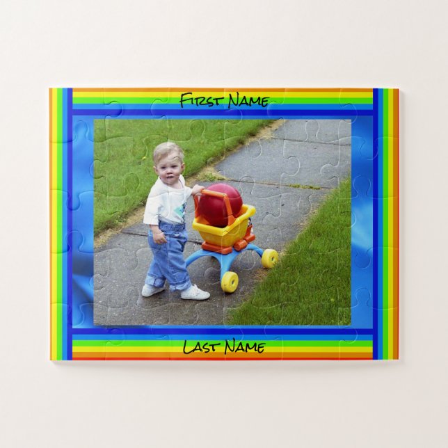 Large Photo personalise Names rainbow colours Jigsaw Puzzle (Horizontal)