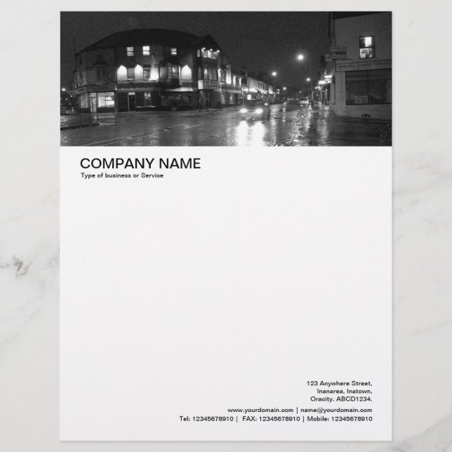 Large Picture Header - City Street in the Rain 02 Customised Letterhead (Front)