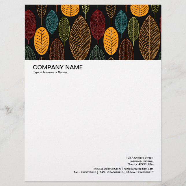 Large Picture Header - Leaf Pattern - Colours Personalised Letterhead (Front)